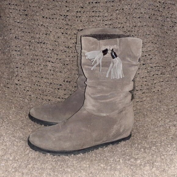 STUART WEITZMAN-Brown Suede-Slouch-Hidden Heel-Winter Boots-Sz 8.5-Excellent - Picture 1 of 6
